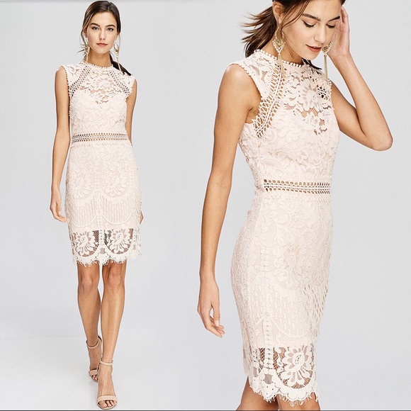 Crochet Lace Cocktail Dress, Blush - Picture 2 of 4
